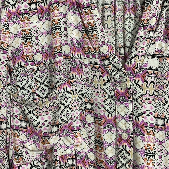 Anthropologie Maeve Islet Button Down Shirt Women's L Roll Tab Sleeve - Picture 5 of 12